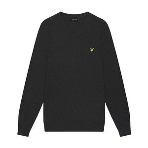 Lyle & Scott Mens Merino Cotton V Neck Sweater / Charcoal